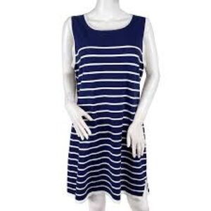 Sail to Sable Navy White Stripe Sleeveless Dress Medium